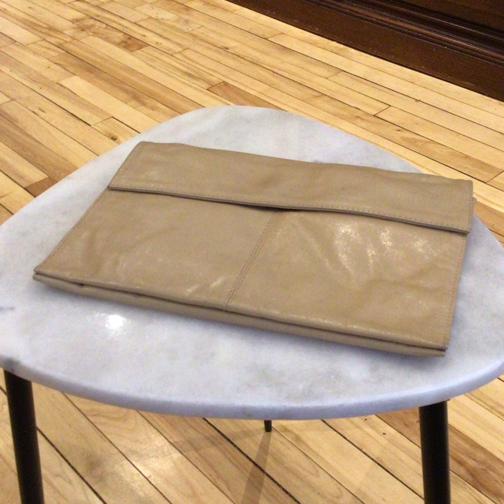 Beige Leather Clutch